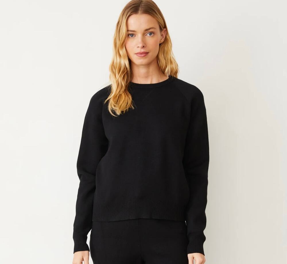 New NWT CAARA blackcrewneck knit sweater size L